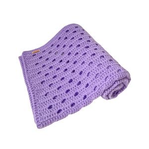 Purple handmade crochet baby blanket